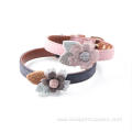 Friendly Solid Cute Leather Pet Dog Flower Collar